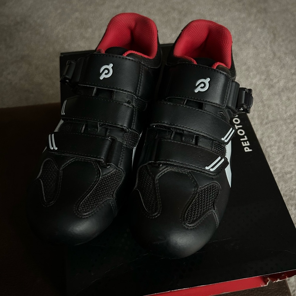 Peloton Athletic Shoes - Black with Red Highlights